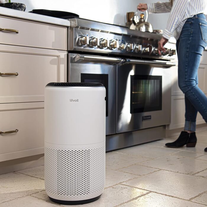 Повітряочищувач LEVOIT Core 400S з HEPA-фільтром та активованим вугіллям, для алергіків, до 90 м², тихий, PM2.5, автоматичний режим, керування через додаток та Alexa, сріблясто-білий