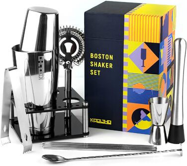 Професійний набір для коктейлів Boston Shaker з підставкою, нержавіюча сталь, подарунок для бармена, оригінальні подарунки для чоловіків і жінок