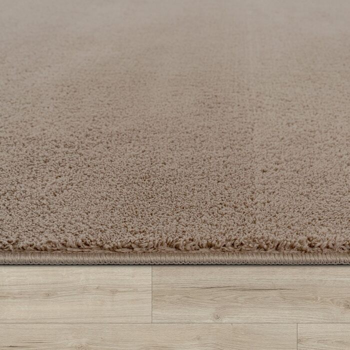 Килимок для вітальні TT Home Kurzflor: сучасний, однотонний, круглий, 80 см, бежевий (тауп), антиковзаюча основа, машинне прання