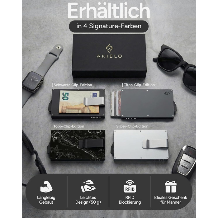 RFID захисне картхолдер Alpha Kollektion: мінімалістичний картхолдер для чоловіків з подарунковою коробкою