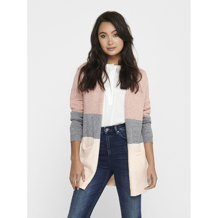 Жіночий кардиган ONLQUEEN Strickjacke Misty Rose/Stripes, S - Теплий трикотажний жакет