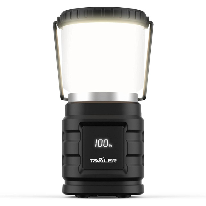 Tavaler Camping Lantern 8000 mAh Battery USB C Rechargeable Camping Lamp with LED Battery Level Display Screen Camping Light IP65 Waterproof Camp Light for Hiking, Outdoor, Emergency, Power Bank