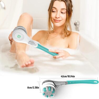 6-in-1 Electric Back Brush, Shower Brush with 6 Multifunctional Cleaning Heads, Body Brush 360° Rotation, IPX7 Waterproof 3 Speed Spin Cleaning Brush for Men Women