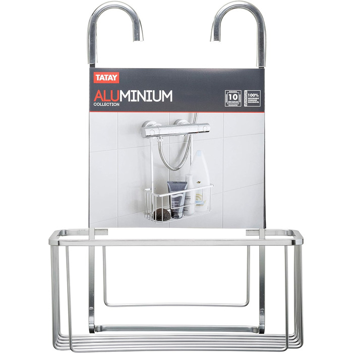 TATAY Shower Shelf, Hangs on the Faucet, Made of Aluminum, Ideal for Saving Space in the Shower, Grey