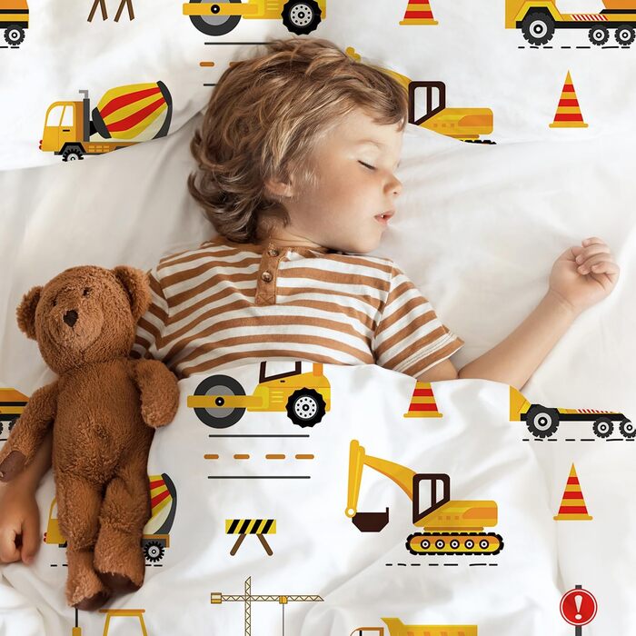 Комплект постільної білизни для дитячого ліжечка DJDEA 100x135 см - Динозаври, м'яка мікрофібра, 2 шт. (з наволочкою 40x60 см)