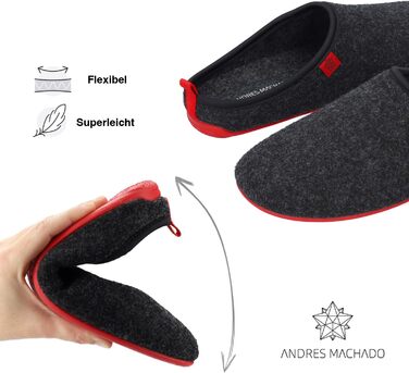 Тапочки Andrés Machado Unisex Dynamic, 44 EU, Чорний/Червоний