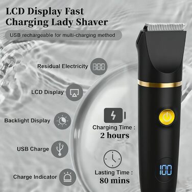 Електричний жіночий тример 3-в-1: для тіла, бікіні, обличчя. Вологостійкий IPX7, чорний