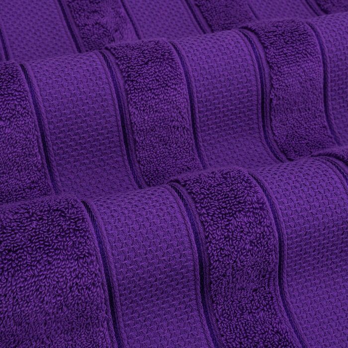 Набір рушників American Soft Linen Premium з турецької бавовни, готельна серія, 6 предметів (4 рушники для рук), насичений фіолетовий колір