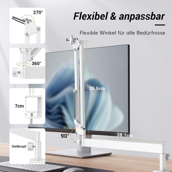 Тримач для мікрофона TONOR T20LP з низьким профілем - регульований штатив для геймінгу, подкастингу та запису звуку