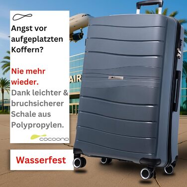 Чемодан Leon Koffer Groß 94 літрів з TSA замком, сірий, XL. Валіза на колесах, з жорстким корпусом