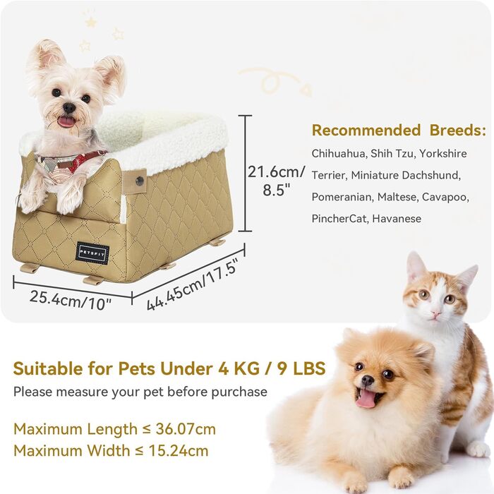 Автокрісло для собак PETSFIT - чорний (хакі), до 5 кг, з захисними гаками