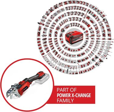 Einhell Cordless Pruning Saw GE-GS 18/150 Li-Solo Power X-Change (18V, 100 mm max. cutting depth, 20 mm stroke height, removable branch support, incl. 2x saw blade, without battery)