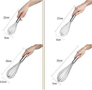 Whisk, Bold, Thick, Stainless Steel, Non-Stick, Used for Whisking Eggs and Cream, Home and Commercial Use (Size: 33×6cm)