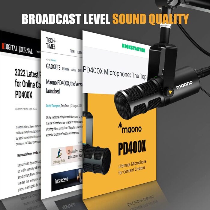 MAONO PD400X: USB/XLR мікрофон для подкастів, студії, стрімінгу та геймінгу з регулюванням гучності та функцією Mute