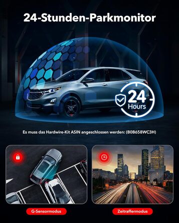 Відеореєстратор REDTIGER 4K/2.5K з двома камерами, STARVIS 2, IPS 3.18