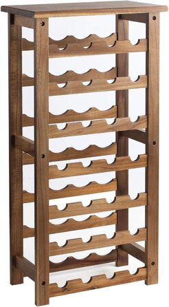 Jalz Jalz Acacia Wood Wine Rack for 28 Bottles, Sturdy and Lightweight Bottle Rack for Cellars, Restaurants, and Storage Rooms, Modular Expandable Bottle and Wine Storage