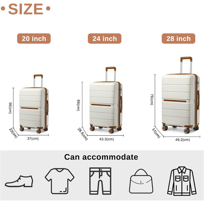 Набір валіз British Traveller: жорсткі валізи на коліщатках, ручна клада, 8 коліс, TSA-замок, бежевий (SET)