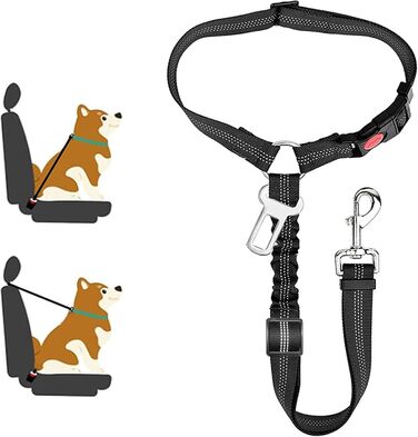Автомобільний нашийник для собак, регульований, нейлон, безпечний, чорний, для подорожей та прогулянок