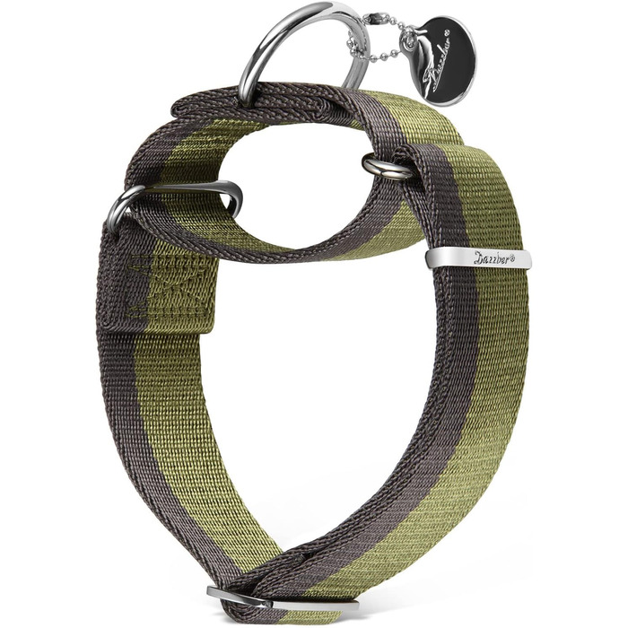 Нашийник для собак середніх та великих порід, 4 см, міцний, регульований, двоколірний (чорний & сірий, військово-зелений & сірий)