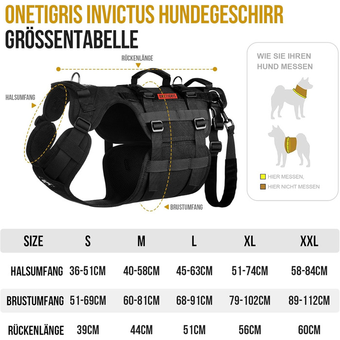 Шлейка для собак OneTigris Invictus, переносна допомога для собак середнього та великого розміру, регульована, 3 ручки, для собак з обмеженими можливостями, травмованих або літніх, чорна, L (27-41 кг, обхват шиї 45-63 см, обхват грудей 68-91 см)