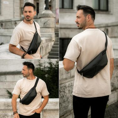 Berliner Bags Преміум поясна сумка Feline, шкіряна сумка через плече, кросбоді, бананка для жінок та чоловіків - чорна