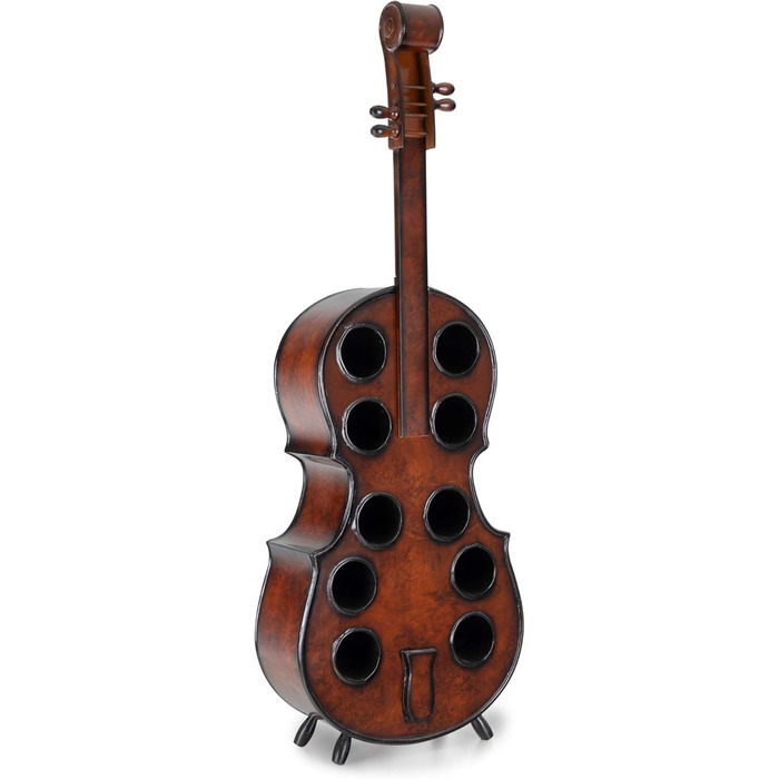 Stradivino Wine Rack for 10 Bottles - Wooden Wine Stand with Vintage Look - Handmade Cello Bottle Rack - Bottle Stand 135 cm High - Retro Wine Bottle Holder