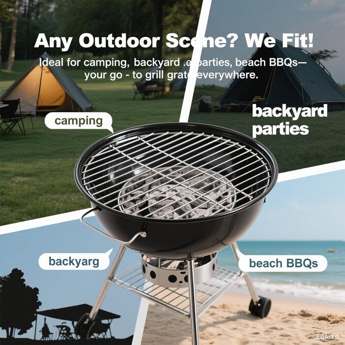 Решітка для гриля з нержавіючої сталі, круглі, різні розміри, для барбекю, кемпінгу, саду, рівномірний нагрів (діаметр 35 см)