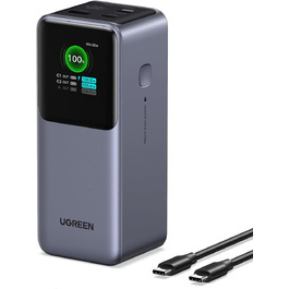 Powerbank UGREEN Nexode 20000mAh 130W з USB-C PD 3.0, цифровим дисплеєм, сумісний з iPhone, Galaxy, MacBook, Dell
