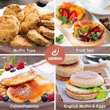 JOERSH Silicone Egg Molds, Non-Stick Coated, 10.2 cm, Jumbo Size, Round Muffin Baking Pans, Egg Molds for Breakfast, Egg Sandwiches, Cornbread and English Muffins, 2 Pack