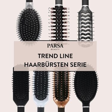 Пряма щітка для волосся PARSA Beauty Trend Line – срібна, для всіх типів волосся, з масажним ефектом, 23 x 4,6 x 3,4 см