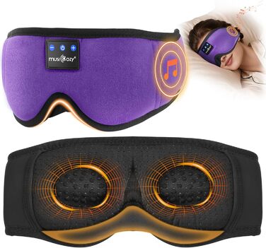Маска для сну Musicozy з навушниками | Bluetooth 5.4, блокування світла, для подорожей, лавандовий колір. Подарунок для чоловіків та жінок