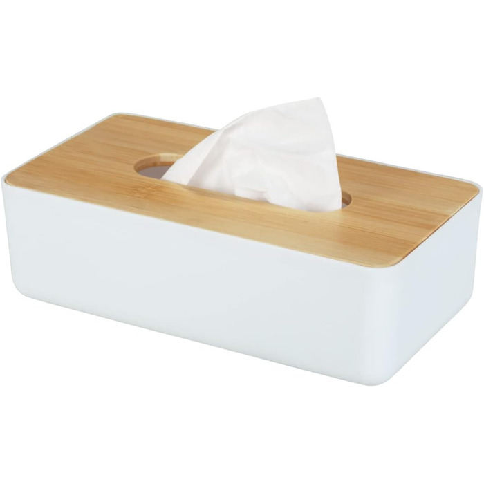 Скляниця для косметичних серветок WENKO Rotello з бамбуковим кришкою (24 x 7,5 x 12,7 см)