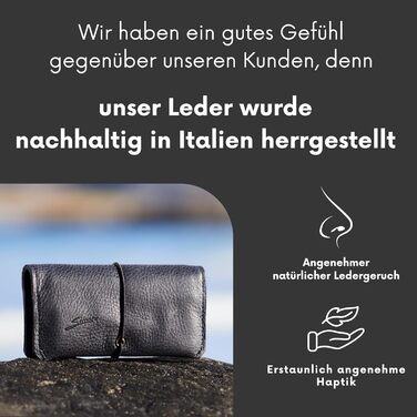 Simaru Personalized Tobacco Pouch with Engraving, Leather for 30g Tobacco Bag, Genuine Leather Rolling Pouch including Filter Compartment and Crimper Holder (Dark Gray) (Black Engraving)
