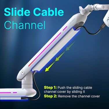 Підставка для мікрофона IXTECH RGB з низьким профілем, регульована, з кріпленням для столу та кабельною організацією, для стрімінгу та подкастів (5 ящірок RGB)