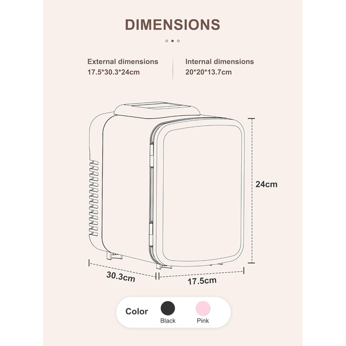 Міні-холодильник 6L, портативний, чорний: для косметики, напоїв, їжі. Ідеально для дому, офісу, авто