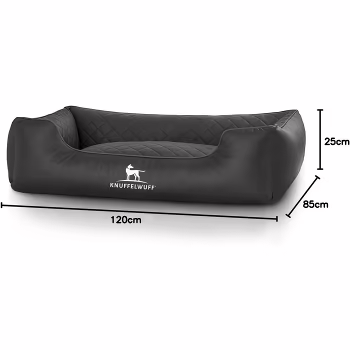 Cuddly Wuff Dog Bed XXL Faux Leather Dog Basket Dog Sofa Dog Cushion Dog Basket Washable Milan, 120 x 85cm, black
