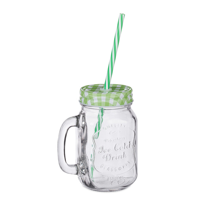 Relaxdays Set of 8 Drinking Glasses with Straws