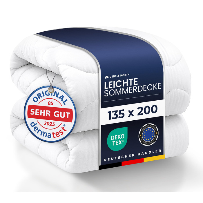 Ковдра Gentle North 155x220 для алергіків - м'яка, пухнаста, легкою літньою ковдрою, 60°C - для сну