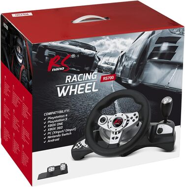 Ігрове кермо RS700 з педалями, газом та гальмом, 270° кут повороту, вібрація, сумісність з PS4/PS3/Xbox One/PC/Android