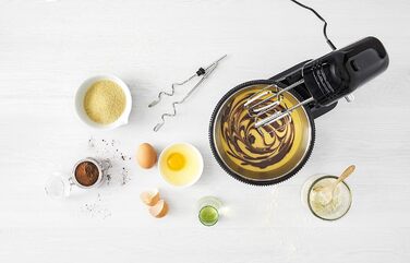 Tefal QB1108 Oh My Cake Stand Mixer | 300 Watt | Satellite Whisk | 4-Liter Stainless Steel Bowl | Compact Size | 5 Speeds | Includes 2 Whisk Beaters, 2 Dough Hooks | Black
