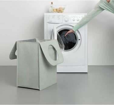 Brabantia - Laundry Bag - Quick-Drop Opening - Robust Textile Bag - Space-Saving - The lid folds out into handles - Easy emptying - Green - 55 L - 29.5 x 54.0 x 50.5 cm