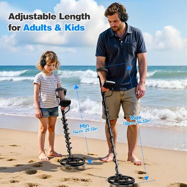 Металодетектор для дорослих та дітей, 5 режимів, професійний, пошук золота, IP68, вологостійкий, LCD дисплей, висока чутливість (GT965H)