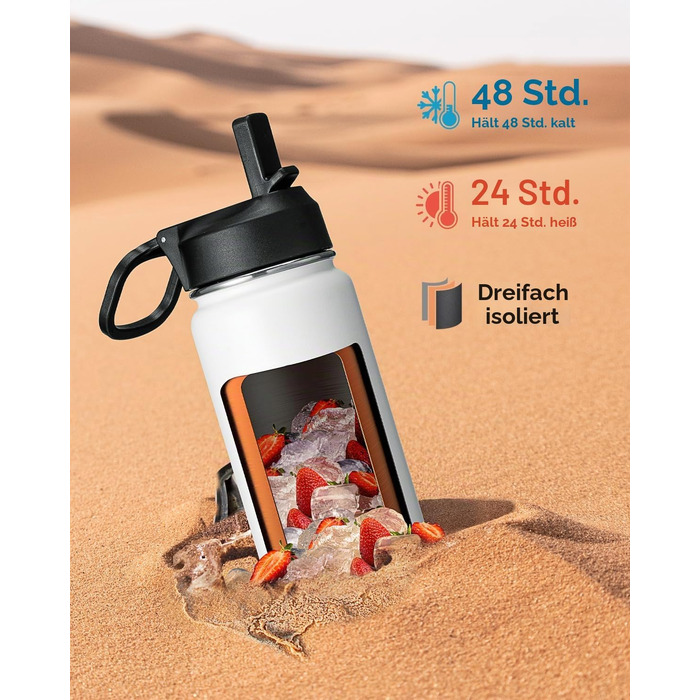 Термофляга Coolflask 2Л з трубочкою та 3 кришками, вакуумна пляшка для води з нержавіючої сталі для спорту та подорожей, Starry Indigo Black