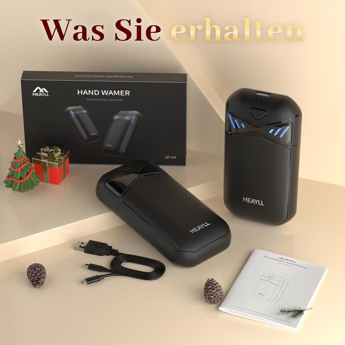 Електричні грілки для рук, 2 шт. з LED-дисплеєм та акумулятором 6000mAh, 3 режими нагріву, для активного відпочинку та зими, подарунок для жінок та чоловіків, чорний