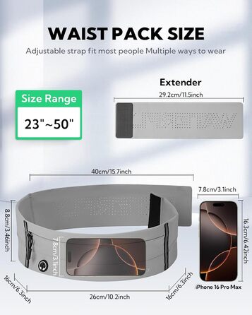 Водостійкий пояс для телефону Waterfly - спортивний пояс-сумочка для бігу, джогінгу, фітнесу (світло-сірий)