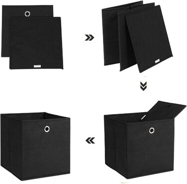 SONGMICS Storage Box, 6 Pack, Folding Box, Foldable Organizer, with Finger Hole, 30 x 30 x 30 cm, RFB02H-3 (Grey+ Black+ Beige)