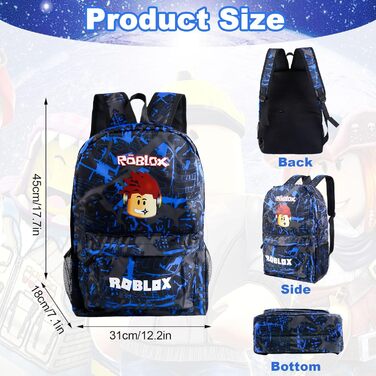 Дитячий рюкзак YumCute Ro-blx з друком, велика місткість, для школи та подорожей, для дітей 10 років, з мультфільмом