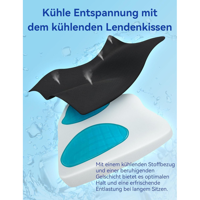Подушка для спини Ergonomica Travel Ease з Memory Foam, для офісного та комп'ютерного крісла, з антистатичним, приємним до шкіри чохлом, для комфортної посадки (Чорний)