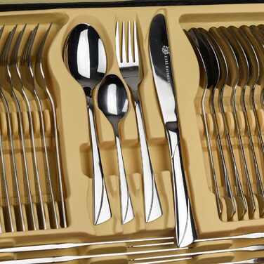Karl Hausmann 72-Piece Stainless Steel Cutlery Set for 12 People - Dishwasher Safe Silverware Set with Case