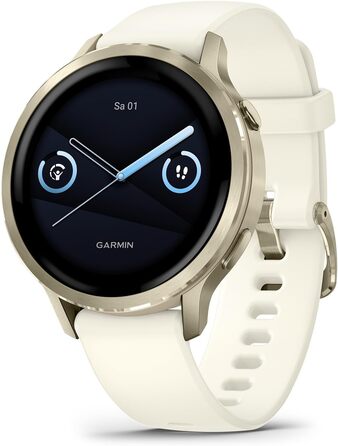 Розумний годинник Garmin Venu 4 Beige/Lunargold 41mm - Фітнес-трекер з AMOLED дисплеєм, 80+ спортивних програм, EKG, Health Status, фітнес-тренер